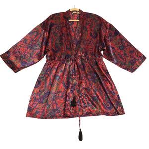 Victorias Secret Womens Kimono Robe Size Medium/Large Vintage Gold Label Paisley